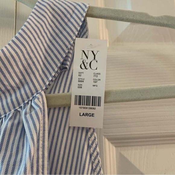 NY&C Sleeveless Light Blue and White Dress Size L - Picture 3 of 7